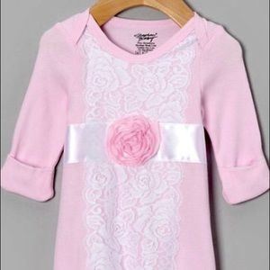 Newborn Pink Textured Rose Gown.  New.